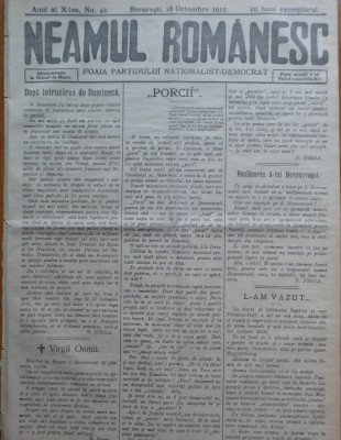 Ziarul Neamul romanesc , nr. 42 , 1915 , din perioada antisemita a lui N. Iorga foto