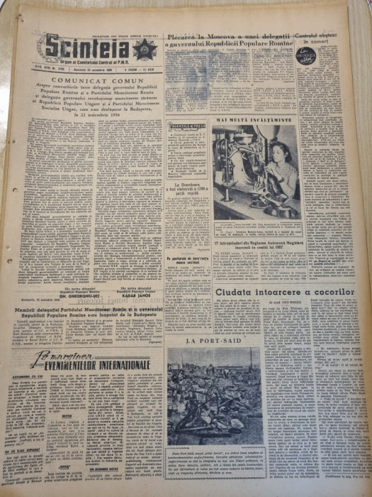 scanteia 25 noiembrie 1956-art.revolutia din ungaria,criza suezului din egipt