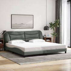 vidaXL Cadru de pat fără saltea, gri &icirc;nchis, 200x200 cm, textil