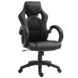HOMCOM Scaun pentru birou, cu roti rotative la 360&deg;, scaun gaming, inaltimea reglabila, Negru | Aosom Romania