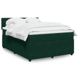 vidaXL Pat box spring cu saltea, verde &icirc;nchis, 140x200 cm, catifea 3290067