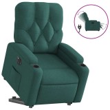 Cumpara ieftin Fotoliu electric rabatabil cu ridicare, verde inchis, textil