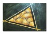 Tablou abstract pictat manual, Triunghi, 90x60cm ulei pe panza in relief efect 3D, gata de agatat pe perete