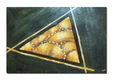 Cumpara ieftin Tablou abstract pictat manual, Triunghi 3, 90x60cm ulei pe panza in relief efect 3D, gata de agatat pe perete