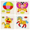 Set Puzzle-uri din lemn, pentru copii,4 puzzle-uri educative si Interactive - Multicolor, Dactylion