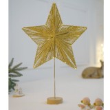 Decoratiune stea Hoff, 20 micro LED-uri, H 58 cm, lumina calda, alimentare baterii