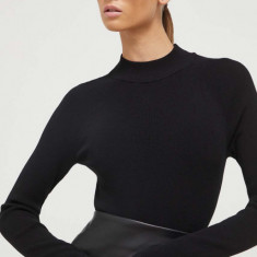 HUGO pulover femei, culoarea negru, light, cu turtleneck