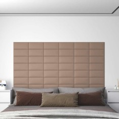 vidaXL Panouri de perete 12 buc. cappuccino 30x15 cm piele eco 0,54 m&sup2;