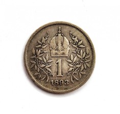 moneda argint Austria, Imp. 1 Coroana / Corona 1893 _ km # 2804