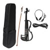 Vioara Electrica Silentioasa 4/4 Lemn Masiv Negru, Molid/Artar, Accesorii Eben, Iesire Casti, Volum Reglabil, Stil Electric