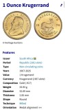 MONEDA AUR 22K (1 UNCIE 24K) - KRUGERRAND Sud-African - 34g. - 610lei/gr. !