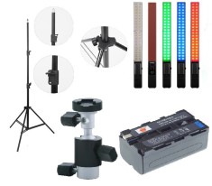 Kit lumina continua Lampa Yongnuo YN360+ Acumulator NP F+ incarcator+ stativ+ suport orientabil pentru stativ foto