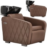 Spălător de coafură Roma electric, pentru salon de coafură și frizerie, cu bol ceramic mobil, baterie și duș.