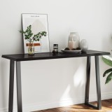 Gossi blat masa, 140x50x4 cm, gri, lemn stejar tratat contur organic