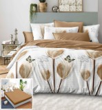 Lenjerie Pat Autumn Sx223, Bumbac, 6 Piese, Cu Elastic, Alb, Imprimeu, Maro