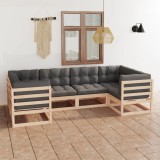 vidaXL Set mobilier de grădină cu perne, 6 piese, lemn masiv de pin 3077294