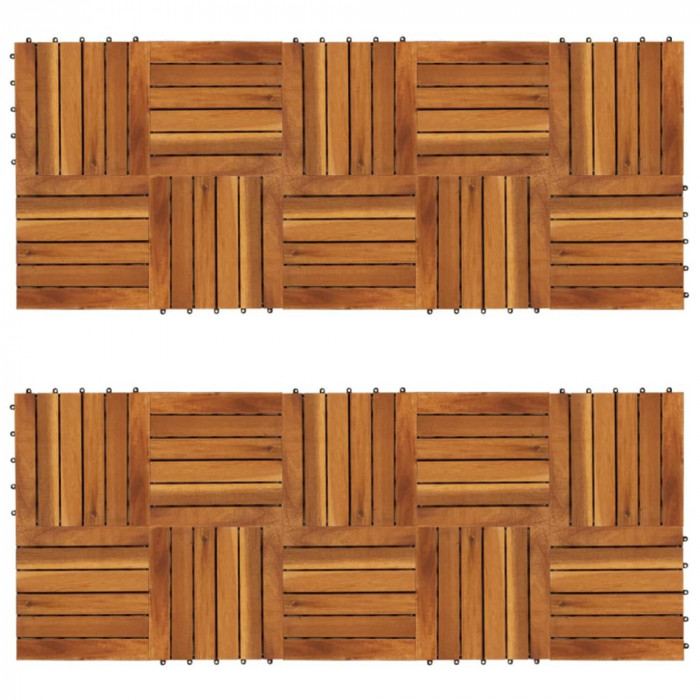 Set dale din lemn de salc&acirc;m cu model vertical 30 x 30 cm, 20 buc.