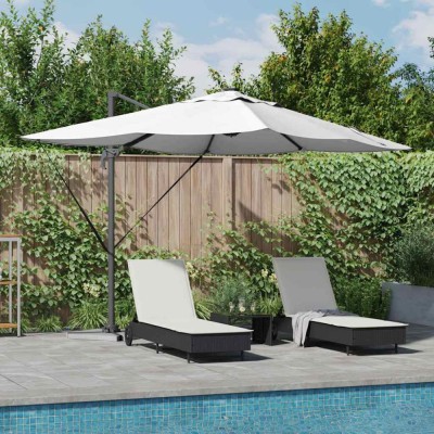 vidaXL Umbrela Cantilever Roma de la cu LED-uri, Bej, 352 x 251 x 265 cm, din aluminiu foto