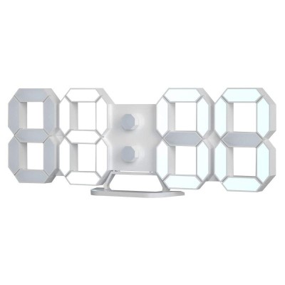 Ceas digital de birou, iluminat LED alb rece, afisaj mare, alarma, temperatura foto