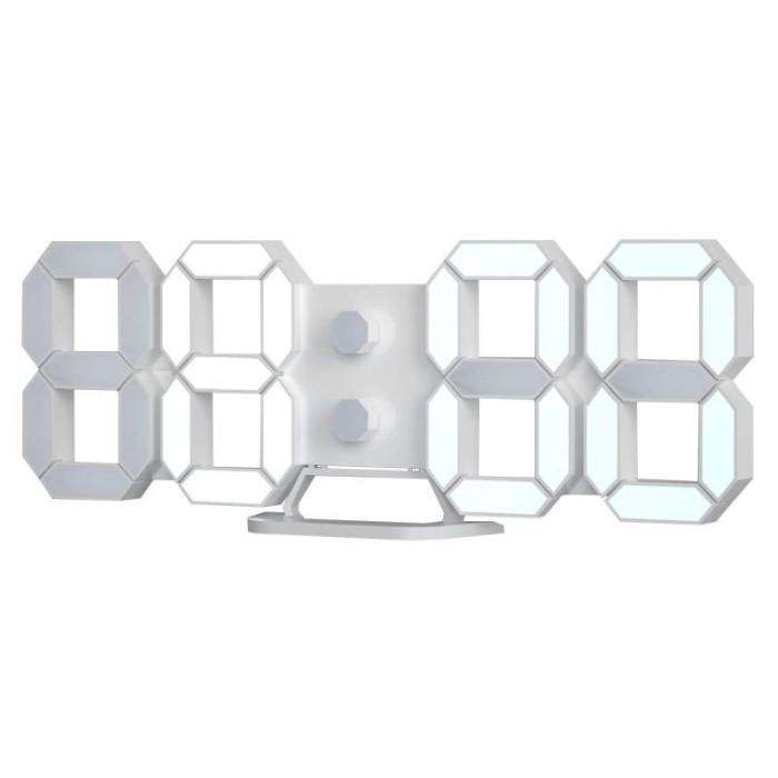 Ceas digital de birou, iluminat LED alb rece, afisaj mare, alarma, temperatura