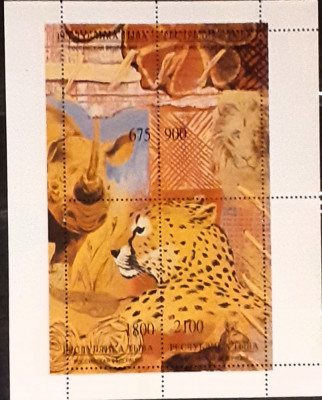 Animale Fauna africana leu, leopard serie 4v . Bloc mnh foto