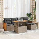 VidaXL Set mobilier grădină cu perne 6 piese gri poliratan/lemn acacia
