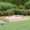Cutie Nisip Copii vidaXL Pătrată Lemn Pin Masiv 160x160x20cm cu Scaune, Maro, 2-8 Ani, Exterior