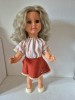 Papusa Aradeanca veche, 57cm, par lung blond, ochi albastri, anii 70-80, hainele originale