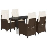 Cumpara ieftin Set mobilier de gradina, 5 piese, cu perne, maro, poliratan