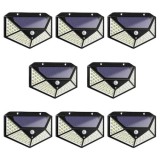 Set 8 lampi cu incarcare solara FOXMAG24, senzor miscare, 3 trepte de iluminare, 100 LED