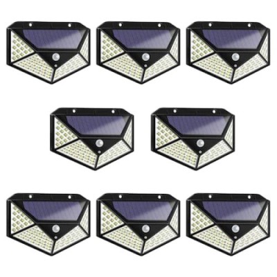 Set 8 lampi cu incarcare solara FOXMAG24, senzor miscare, 3 trepte de iluminare, 100 LED foto