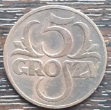 (M2573) MONEDA POLONIA - 5 GROSZY 1931, TIRAJ 1.5 MILIOANE, MAI RARA