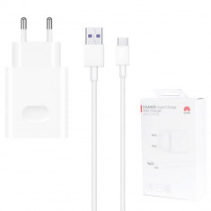 Incarcator pentru Priza, Fast Charging, 22.5W + Cablu Type-C, 5A, 1m, Huawei CP404 (HW-100225E00), White (Bister Packing)