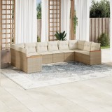 Gossi set canapele de gradina cu perne, 10 piese, bej, poliratan