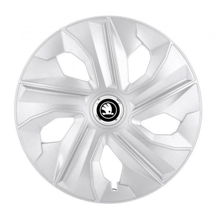 Set 4 Capace Roti Autohelix MSA&reg; potrivite jantelor de 16 inch, pentru Skoda Alb Negru model Luna Crom