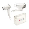 Uscator de par voiaj ECG VV 1200 travel S, 1200W, 2 trepte, compact, pliabil, husa calatorie, alb/argintiu