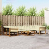 vidaXL Set de canapele de exterior cu pernă 8 pcs Natural și Crem 3369277