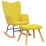 Cumpara ieftin Scaun balansoar cu taburet, galben mustar, textil