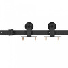 Set feronerie pentru uși glisante, negru, 200 cm, oțel
