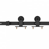 Set feronerie pentru ușă glisantă, negru, 183 cm, oțel