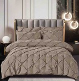 Cumpara ieftin Lenjerie pat dublu cu pliuri,cearceaf cu elastic,bumbac finet,6 piese,gri-A762