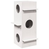 Casă pentru pisici albă 43x43x90 cm din lemn masiv de pin