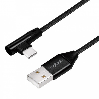 Cablu USB 2.0 A mufa tata - USB Type C mufa tata in unghi 0.3m LOGILINK CU0137 foto