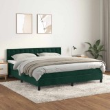 vidaXL Pat box spring cu saltea, verde &icirc;nchis, 180x200 cm, catifea 3141560
