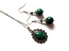 Set Bijuterii Malachit Handmade: Colier &amp; Cercei cu Pietre Semiprețioase - Pandantiv 3cm