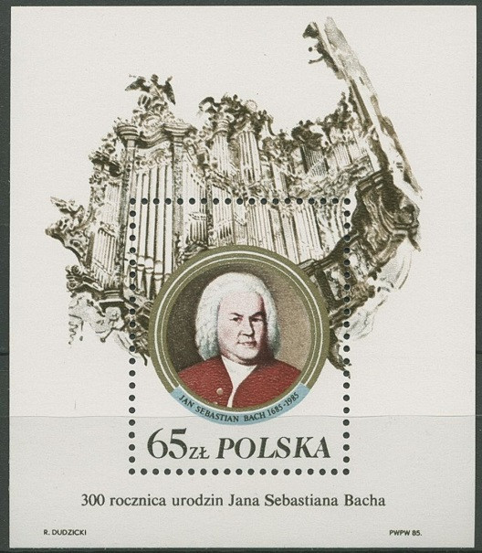 Polonia, muzica, J. S. Bach, blocul cu mentiune 300 ani de la nastere, 1985, MNH