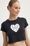 Converse tricou din bumbac femei, culoarea negru, 10026369-A03