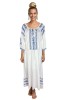Rochie dama S25 alb/albastru , marimea S, Bumbac