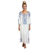 Rochie dama S25 alb/albastru , marimea 3XL