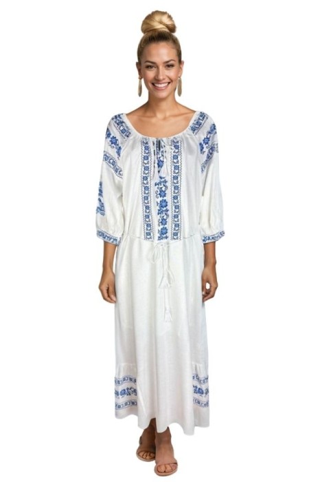 Rochie dama S25 alb/albastru , marimea 3XL